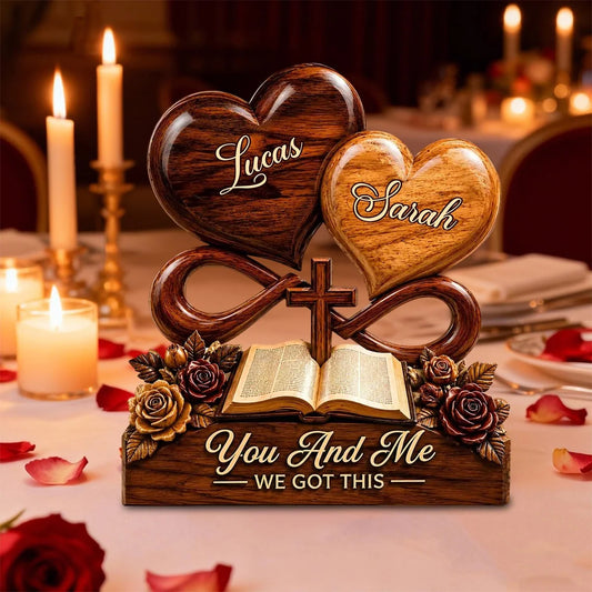 "You And Me We Got This" Personalized Wooden Block - Custom Couples Anniversary Gift