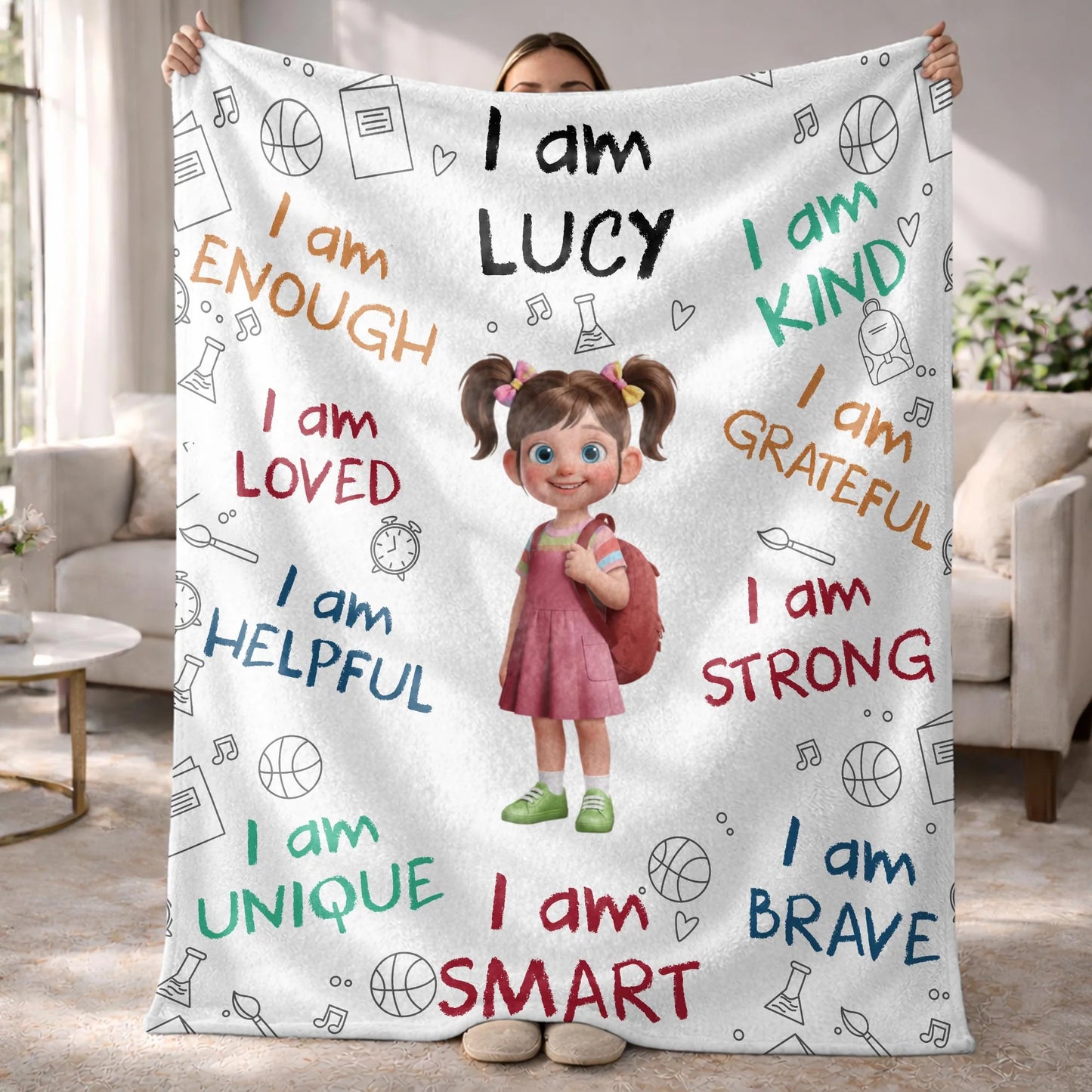 Personalized Kids Affirmation Blanket for Daughter/Granddaughter