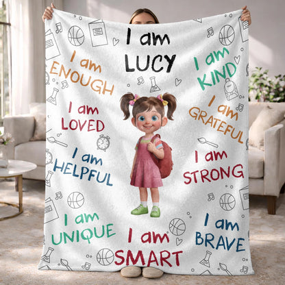 Personalized Kids Affirmation Blanket for Daughter/Granddaughter