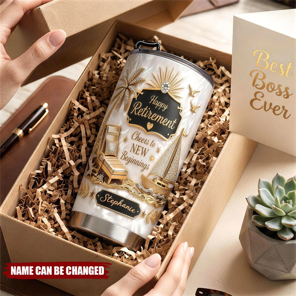 Happy Retirement Cheers to New Beginnings - Personalized Tumbler for Coworker Boss