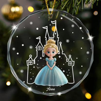 Magical Princess Castle Personalized Glass Ornament - Daughter Christmas Keepsake