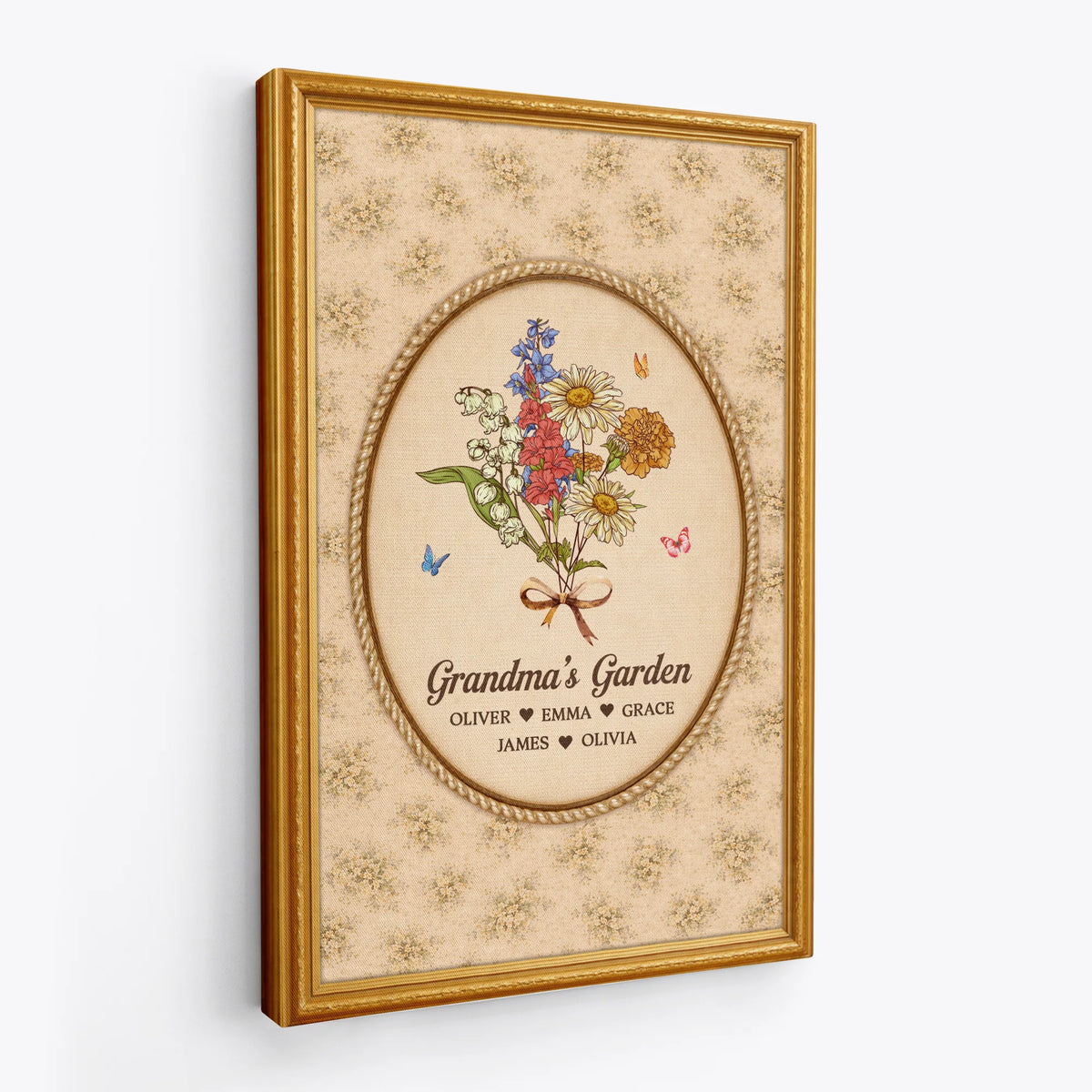 Mommy's Garden Personalized Canvas / Poster - Custom Birth Flower Wall Art Gift for Mom or Grandma