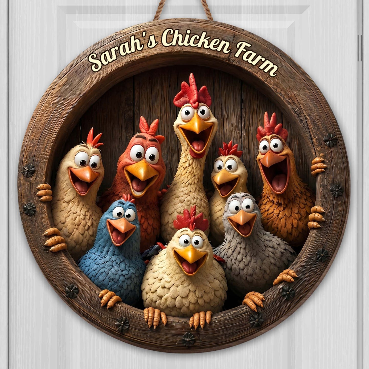 Personalized Chicken Farm Wood Sign personalization view for Dad