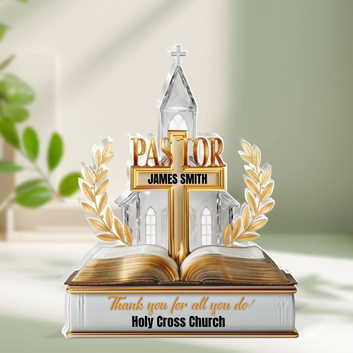 Pastor Appreciation Gift - Personalized Acrylic Plaque for Minister Church Keepsake