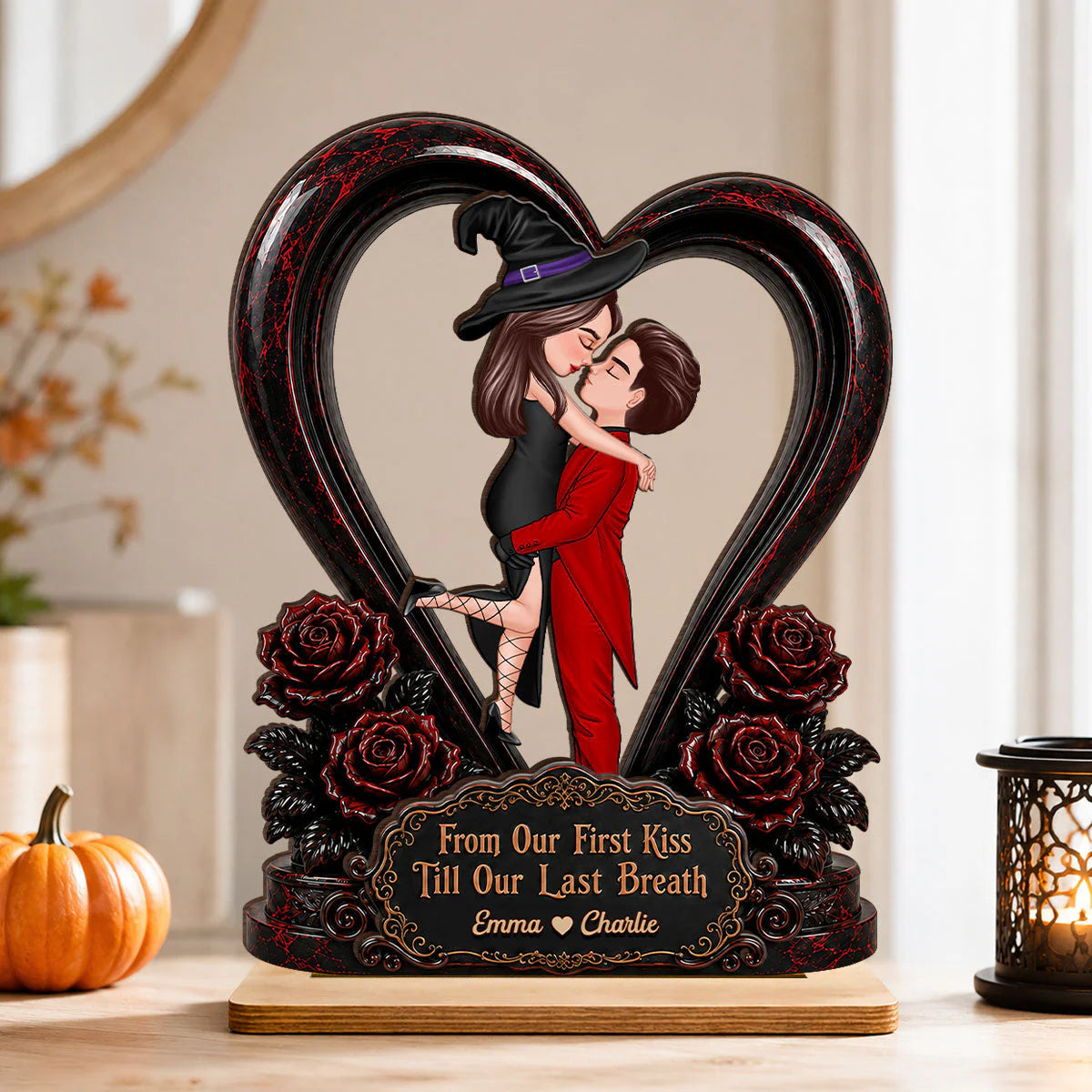 Personalized Halloween Couple Plaque for Wife with personalized design details for meaningful gifting