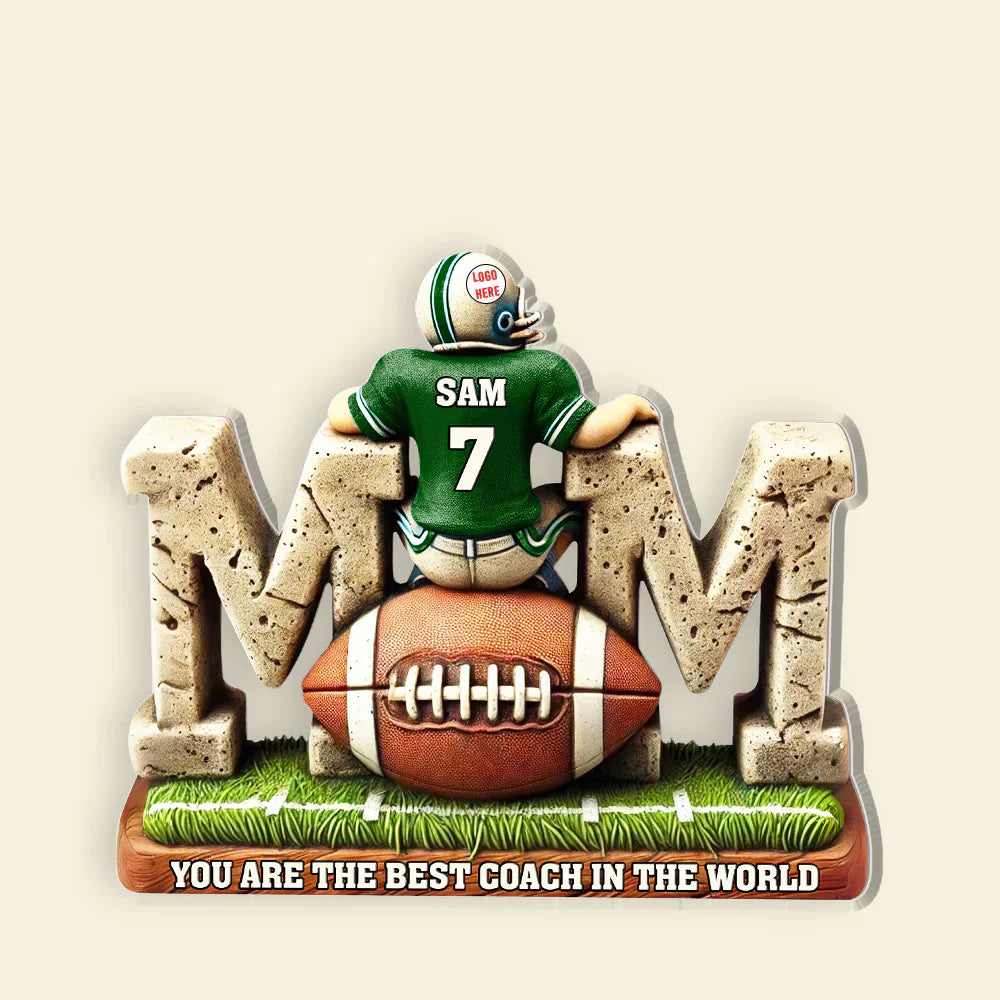 Plaque material and size view - Custom Football Mom Plaque