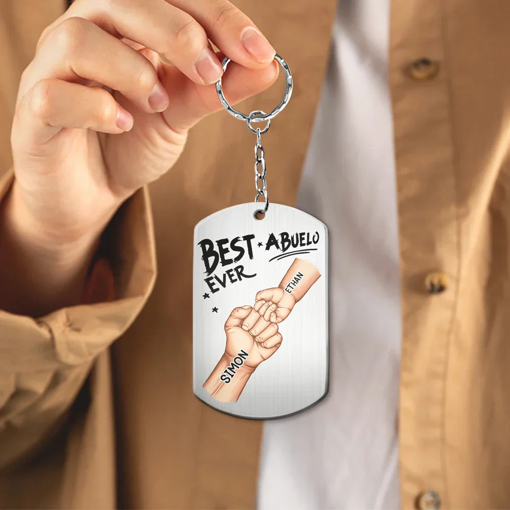 Keychain material and size view - Personalized Dad Keychain With Kids Names