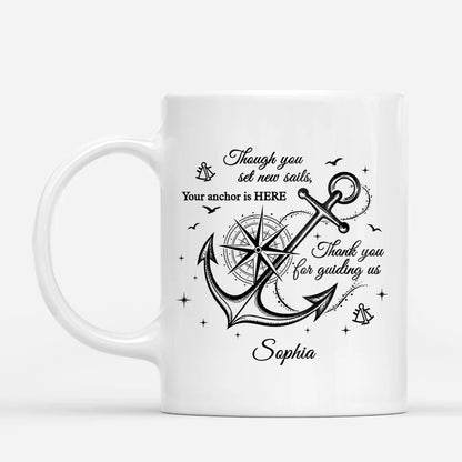 Thank You For Guiding Us Personalized Mug - Custom Retirement Gift for Boss Coworker Anchor