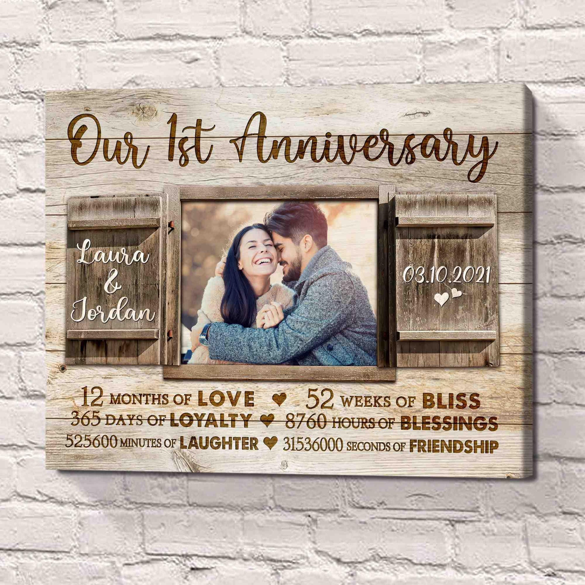 Canvas / Poster material and size view - 1St Anniversary Paper Gift