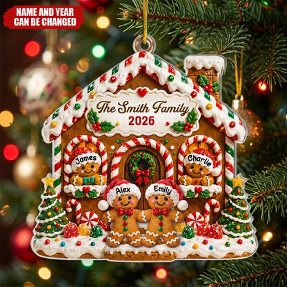 Personalized Gingerbread Family Ornament - Custom Christmas Acrylic Keepsake Gift for Mom & Dad