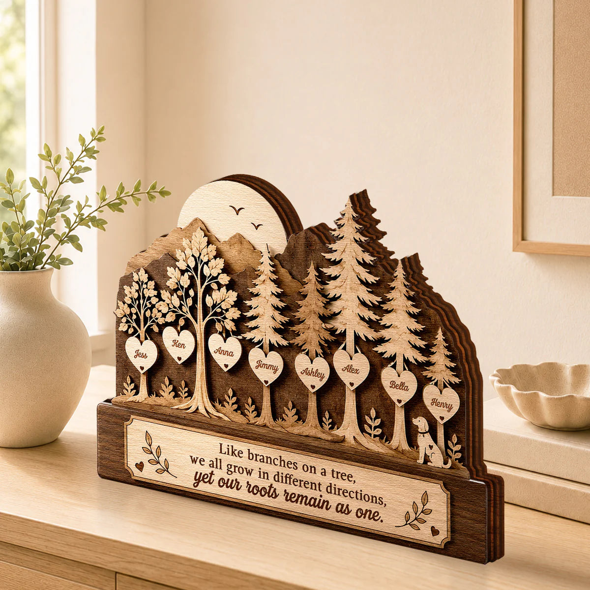 Custom Family Tree Wooden Plaque personalization view for Family