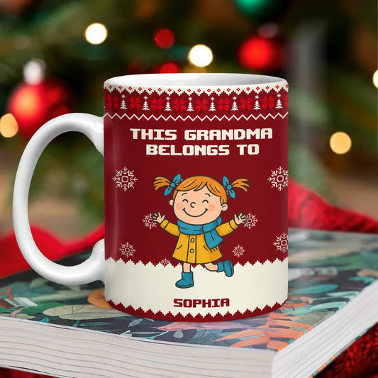 This Grandma Belongs To Personalized Mug - Custom Grandkids Christmas Coffee Cup