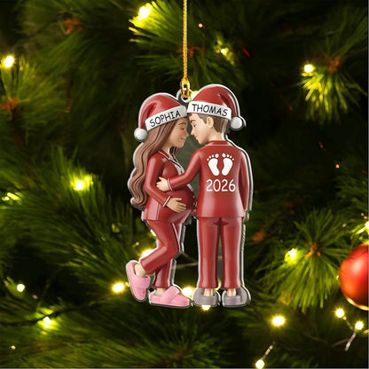 Personalized Bump's First Christmas Ornament - Custom Expecting Parents Acrylic Keepsake Gift