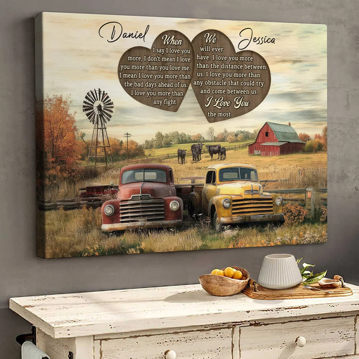 "When I Say I Love You" Personalized Couple Canvas / Poster - Custom Farmhouse Truck Gift for Wife & Husband