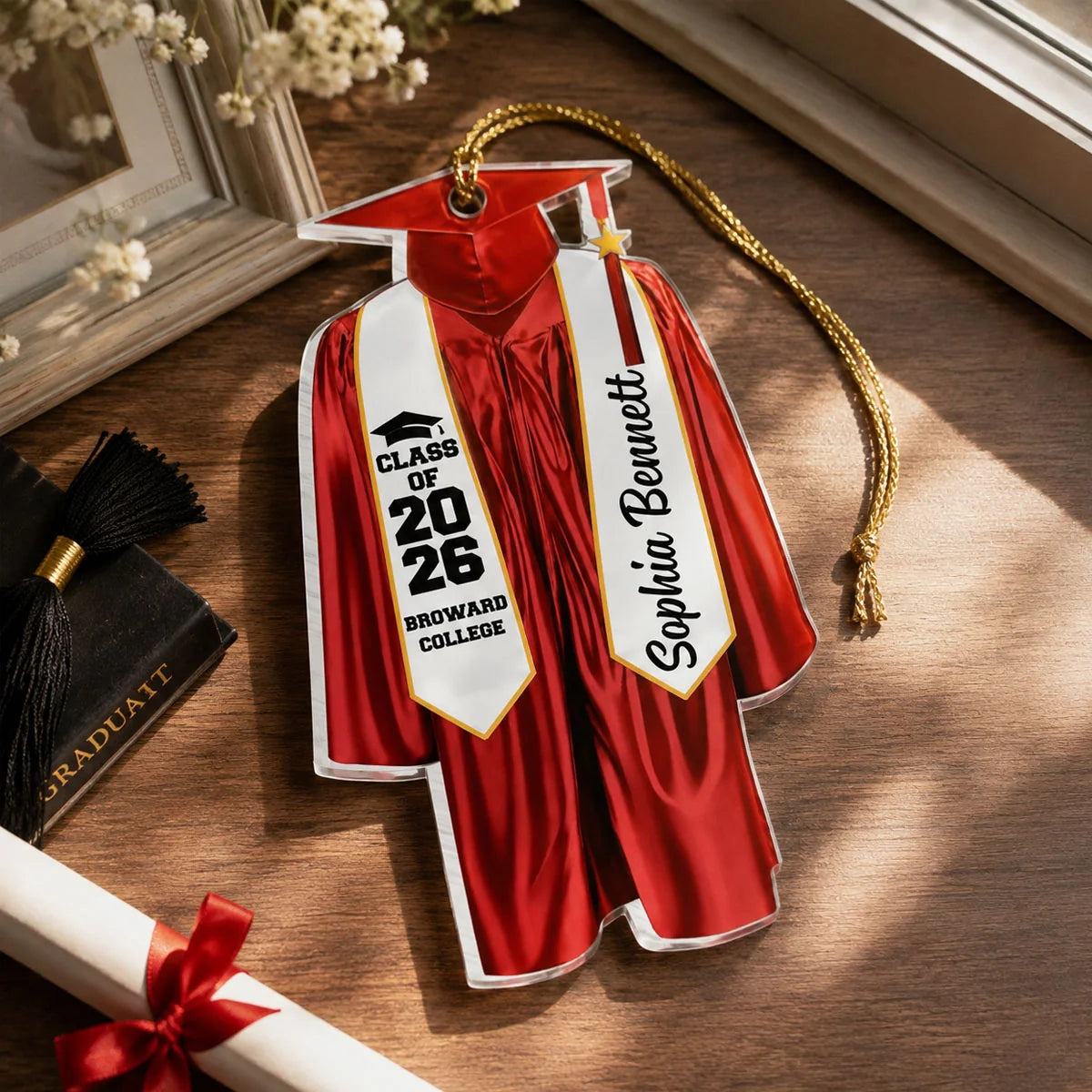 Class of 2026 Personalized Graduation Ornament - Custom Cap and Gown Keepsake for Graduate