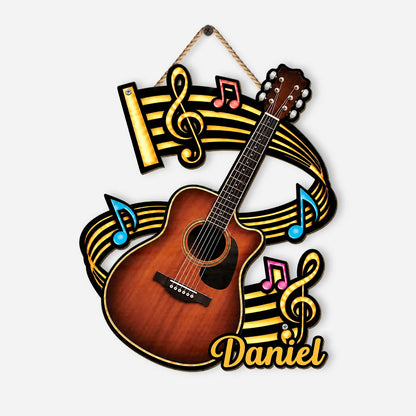 Custom Guitar Name Wood Sign - Personalized Music Lover Wall Art Decor for Guitarist’s Room