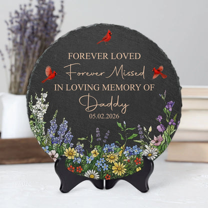 "In Loving Memory" Personalized Memorial Garden Stone - Custom Slate Plaque for Grandma, Grandpa & Family