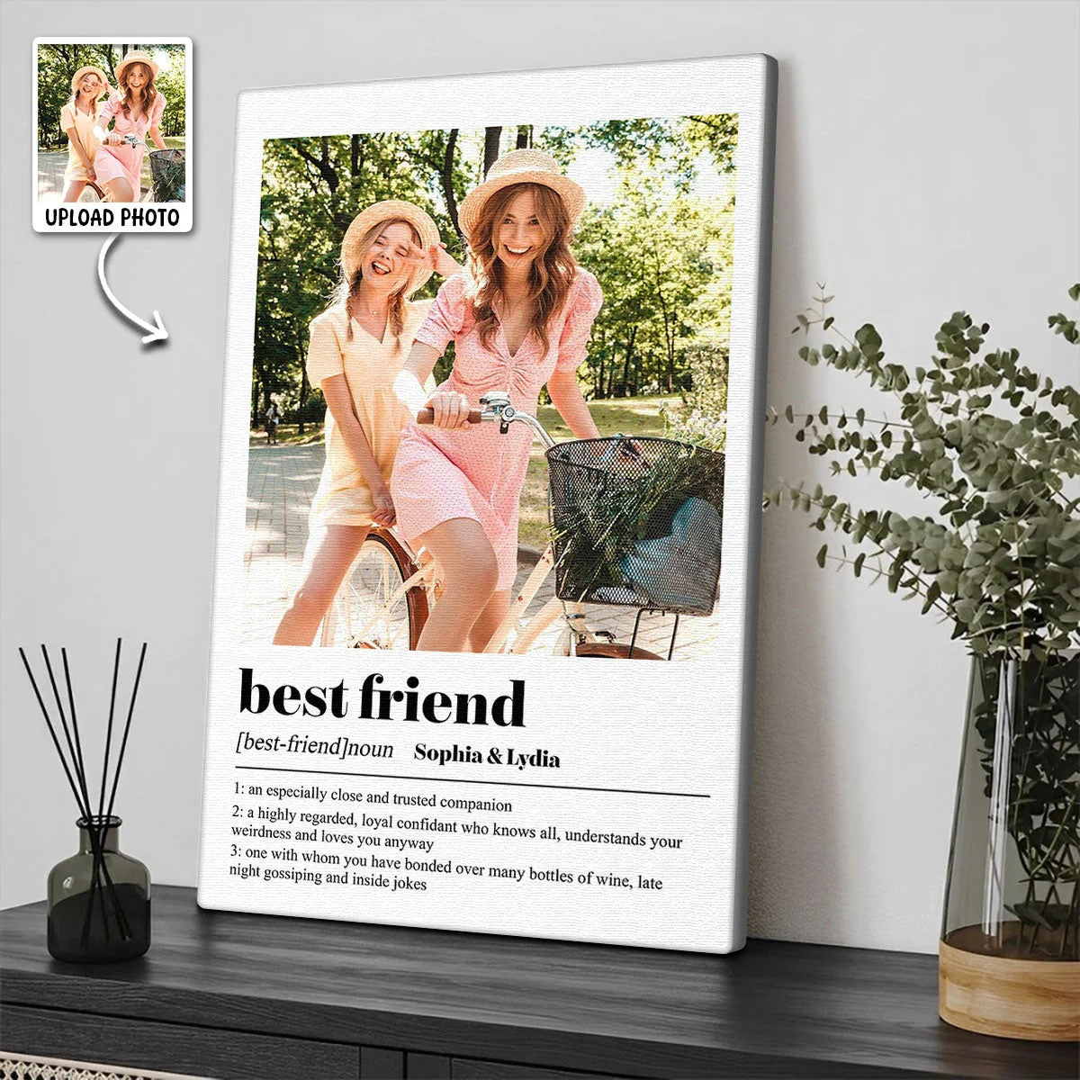 Best Friend Definition Personalized Photo Canvas / Poster - Custom Bestie Sister Gift