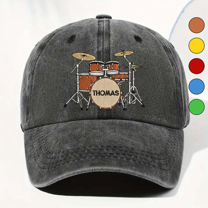 Custom Drummer Denim Hat for Dad with personalized design details for meaningful gifting