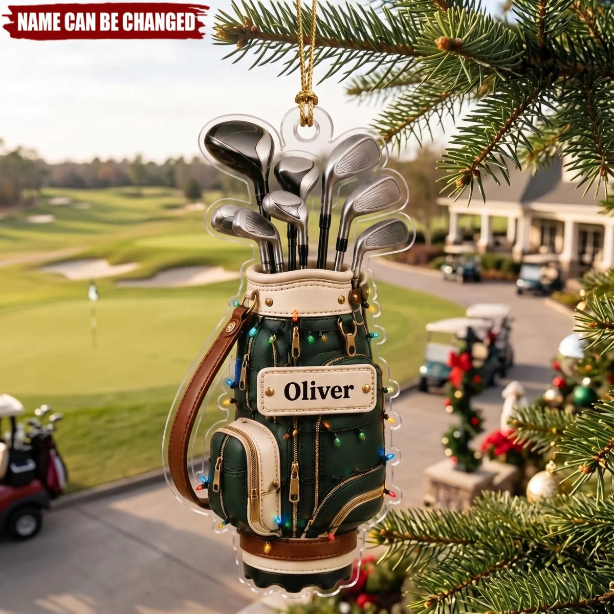 Personalized Golf Bag Acrylic Ornament - Custom Holiday Keepsake Gift for Golfers