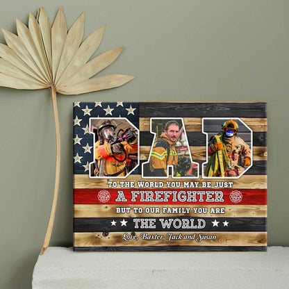 Canvas / Poster material and size view - Personalized Firefighter Dad Canvas