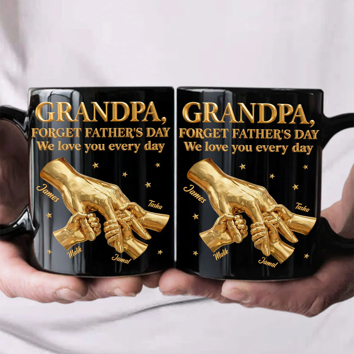 Mug material and size view - Custom Grandpa Holding Hands Mug