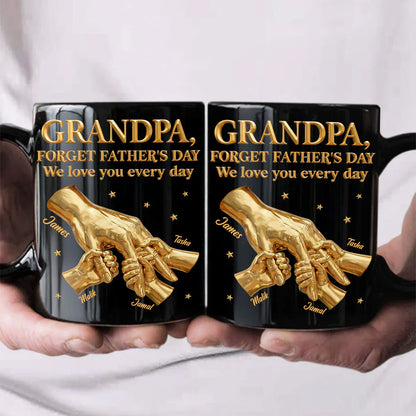 Mug material and size view - Custom Grandpa Holding Hands Mug