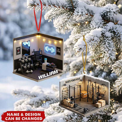 Mini Gym Room Personalized Acrylic Ornament - Custom Christmas Workout Gift for Fitness Lovers