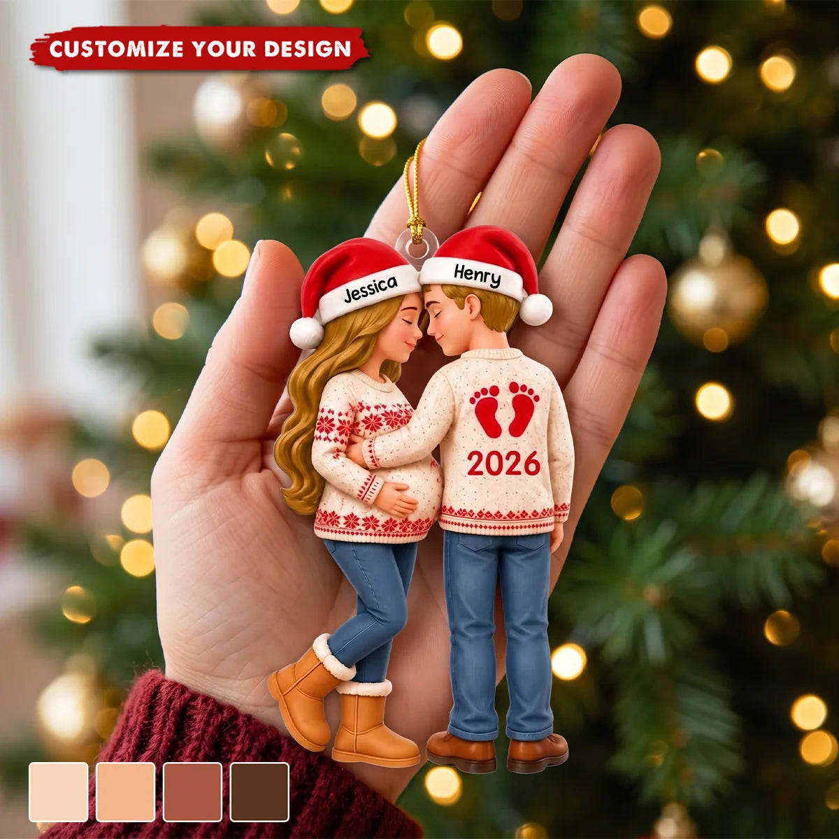 Expecting Parents’ First Christmas - Personalized Wooden Ornament