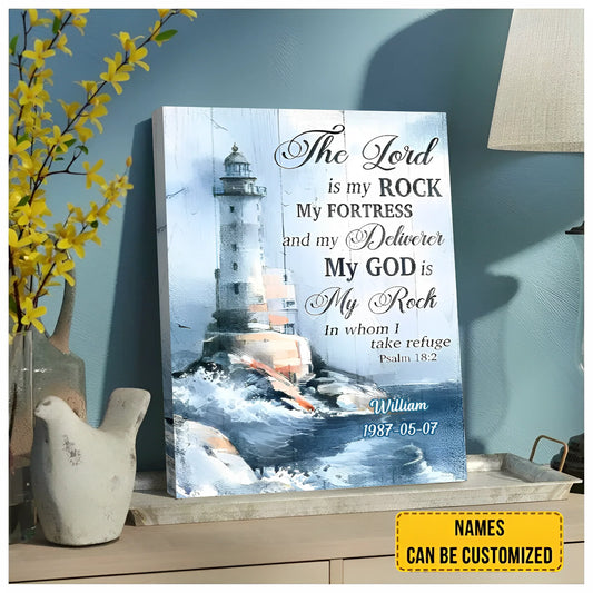 Custom Lighthouse Christian Canvas for Family with personalized design details for meaningful gifting