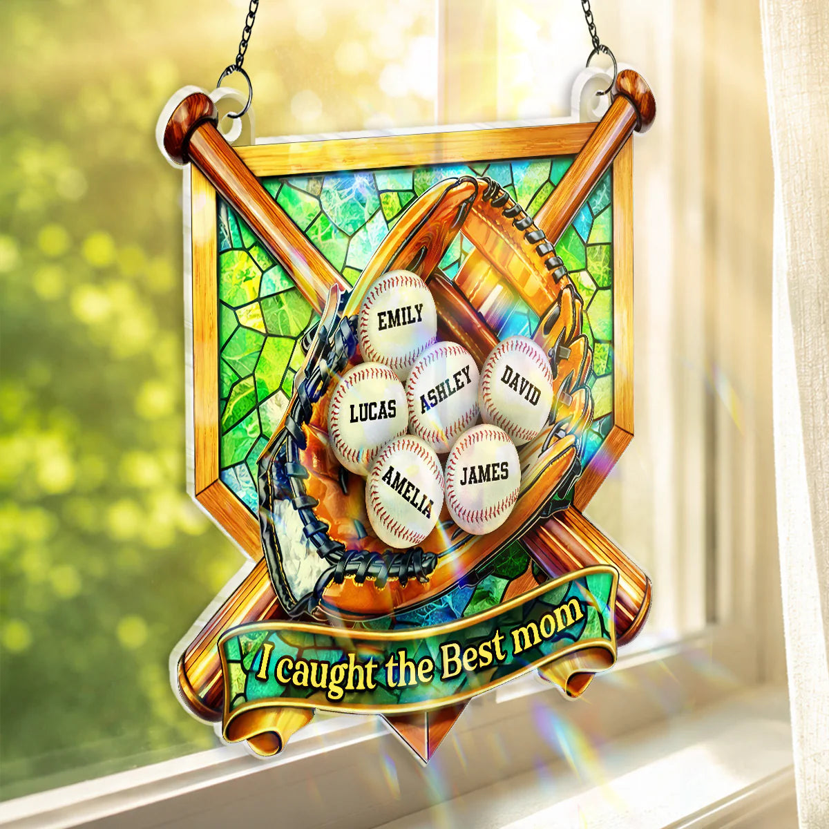 Suncatcher Ornament material and size view - Personalized Mom Suncatcher