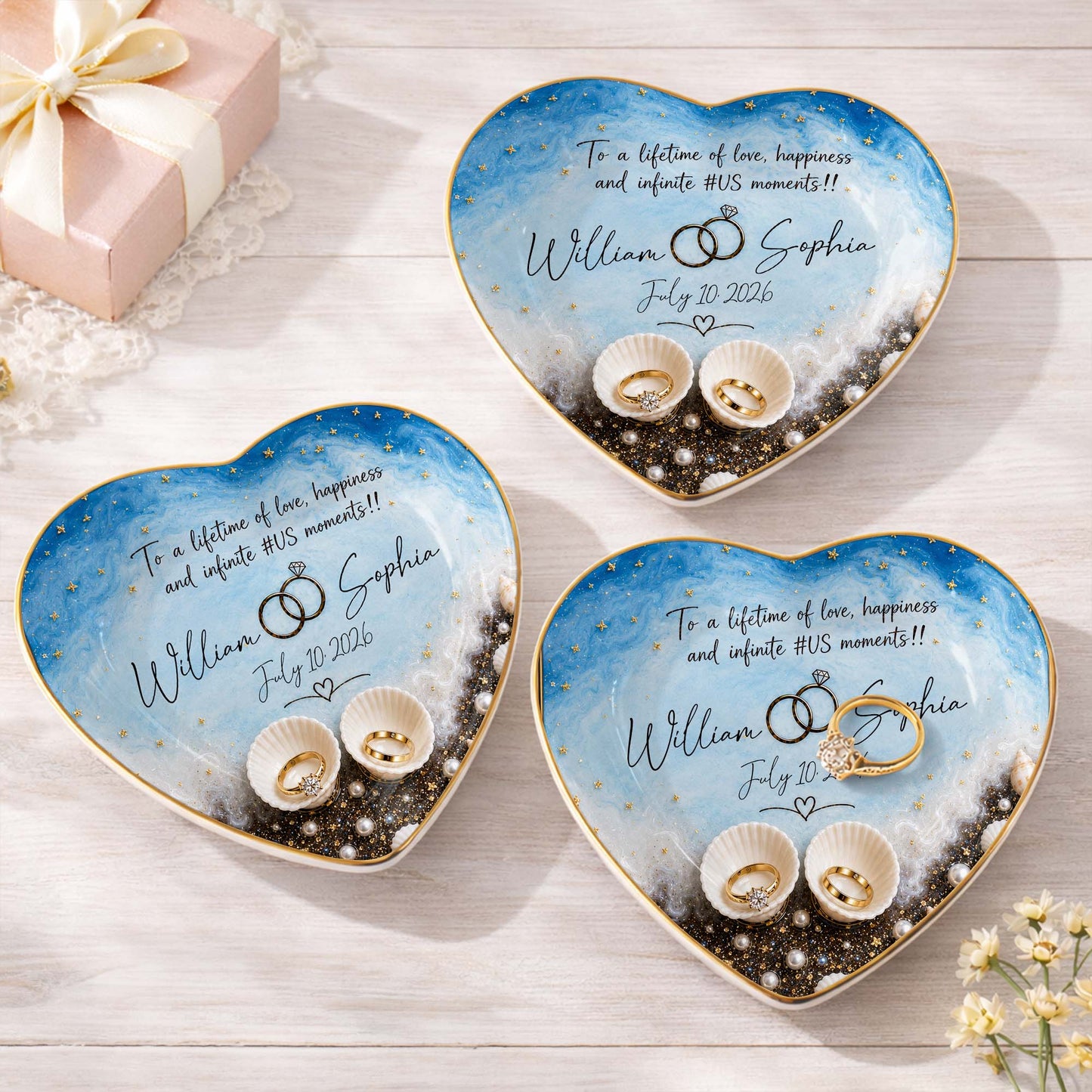 Jewelry Dish material and size view - Personalized Couples Jewelry Dish
