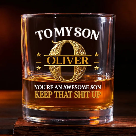 "You're An Awesome Son" Personalized Whiskey Glass - Custom Keepsake Birthday Gift