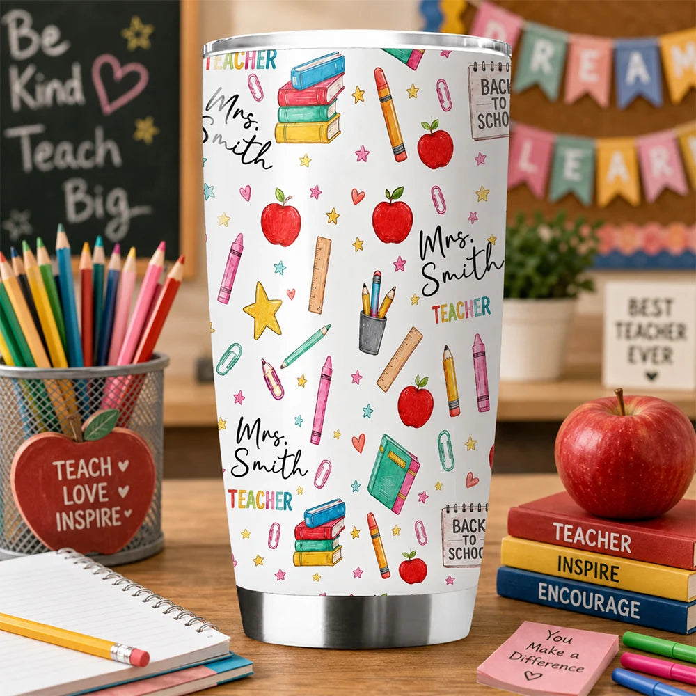 Tumbler material and size view - Custom Teacher Tumbler