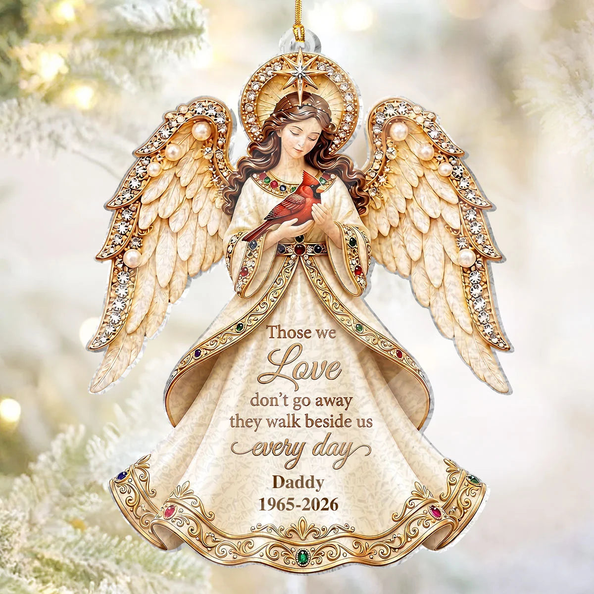 Those We Love Don't Go Away Personalized Memorial Angel Ornament - Custom Acrylic Keepsake Gift for Christmas