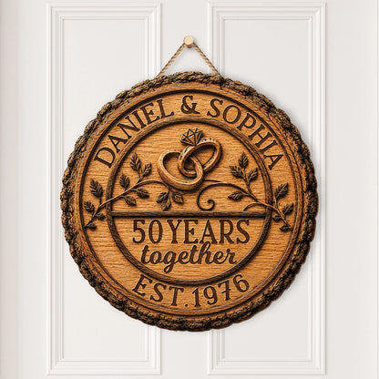 Anniversary Rings Wood Sign - Custom Couple Gifts
