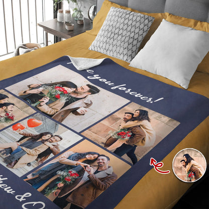 I Love You Forever Personalized Photo Blanket - Custom Anniversary Gift for Couples
