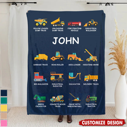 Blanket material and size view - Personalized Construction Truck Blanket