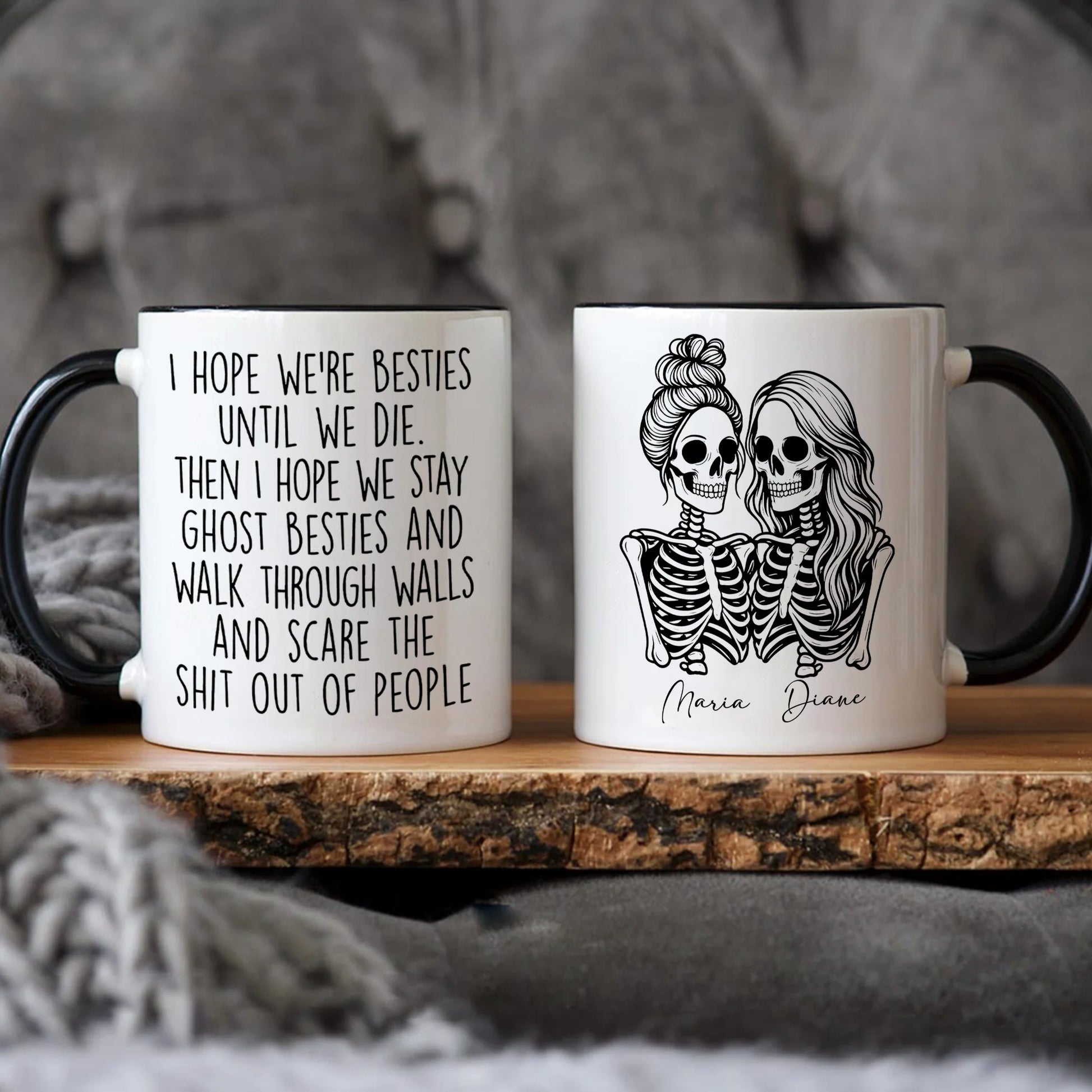 Ghost Besties Until We Die Personalized Mug - Funny Halloween Gift for Best Friends