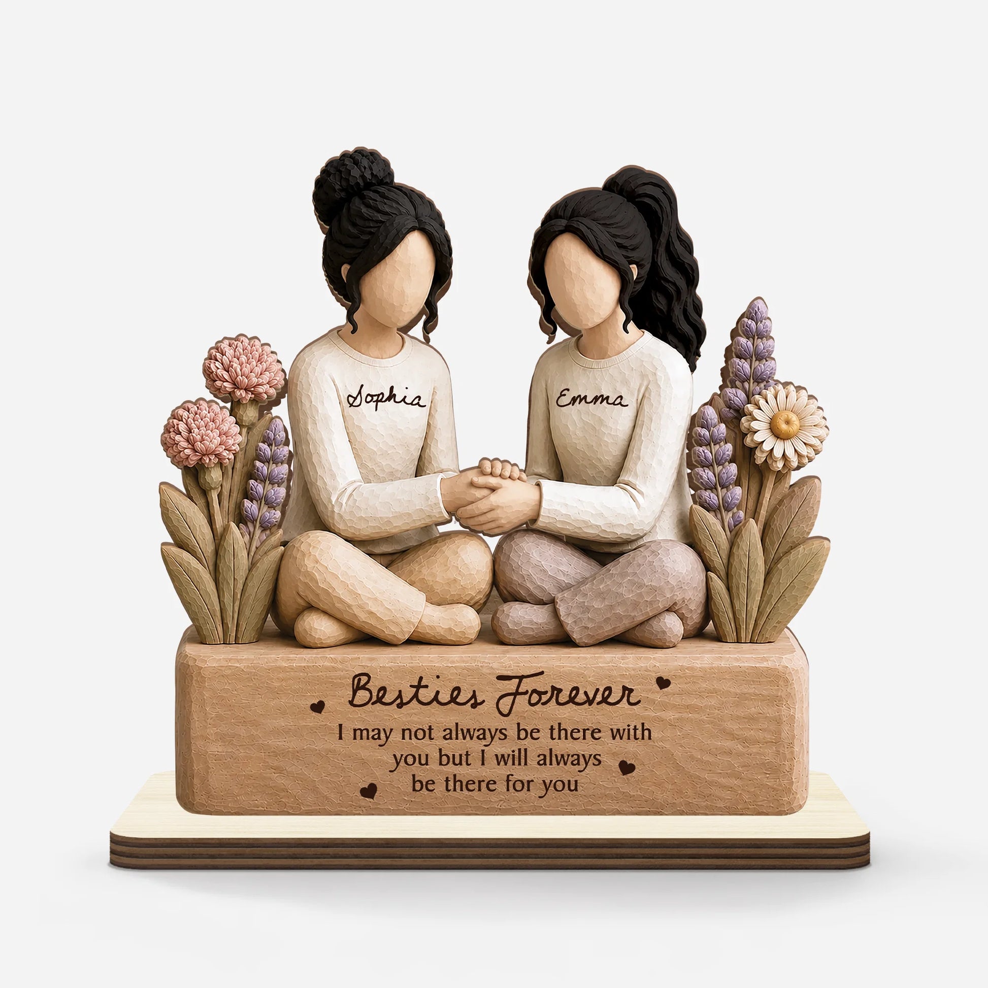 Besties Forever Personalized Wooden Plaque - Custom Best Friend Keepsake Gift