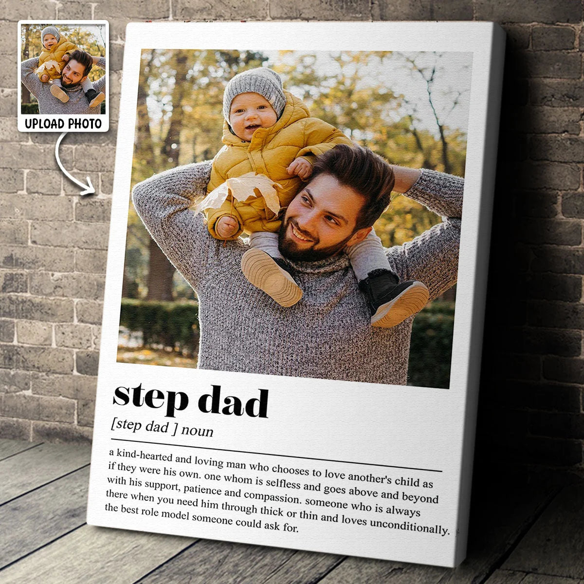Step Dad Definition Personalized Canvas / Poster - Custom Photo Wall Art Gift