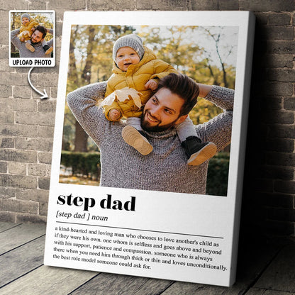 Step Dad Definition Personalized Canvas / Poster - Custom Photo Wall Art Gift