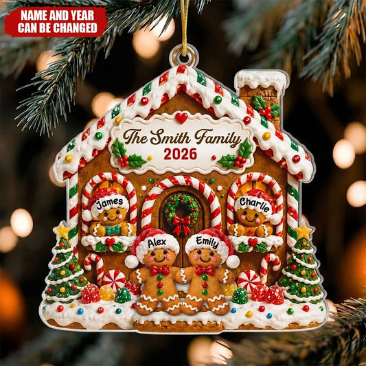Personalized Gingerbread Family Ornament - Custom Christmas Acrylic Keepsake Gift for Mom & Dad