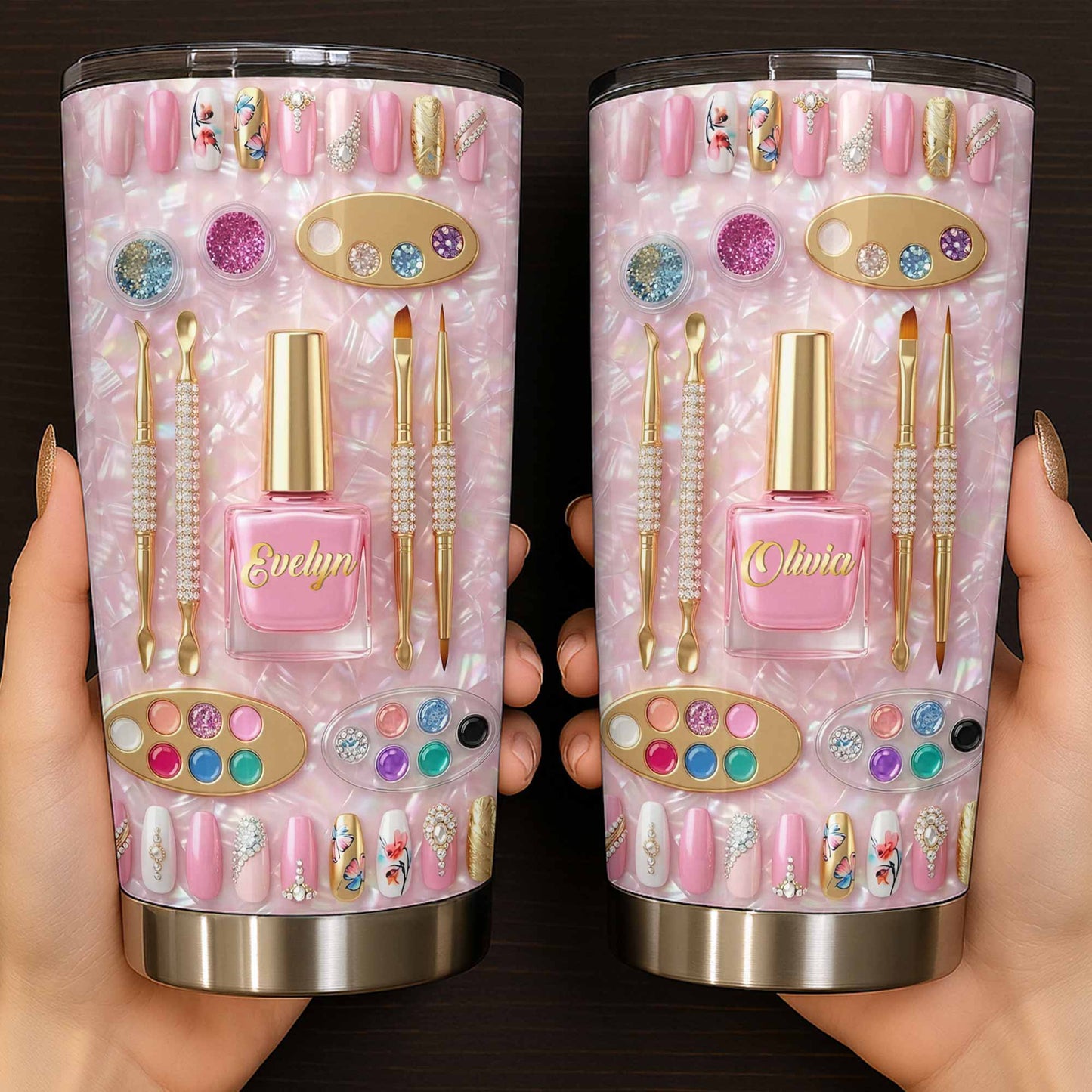 Custom Nail Tech Tumbler personalization view for Best Friends