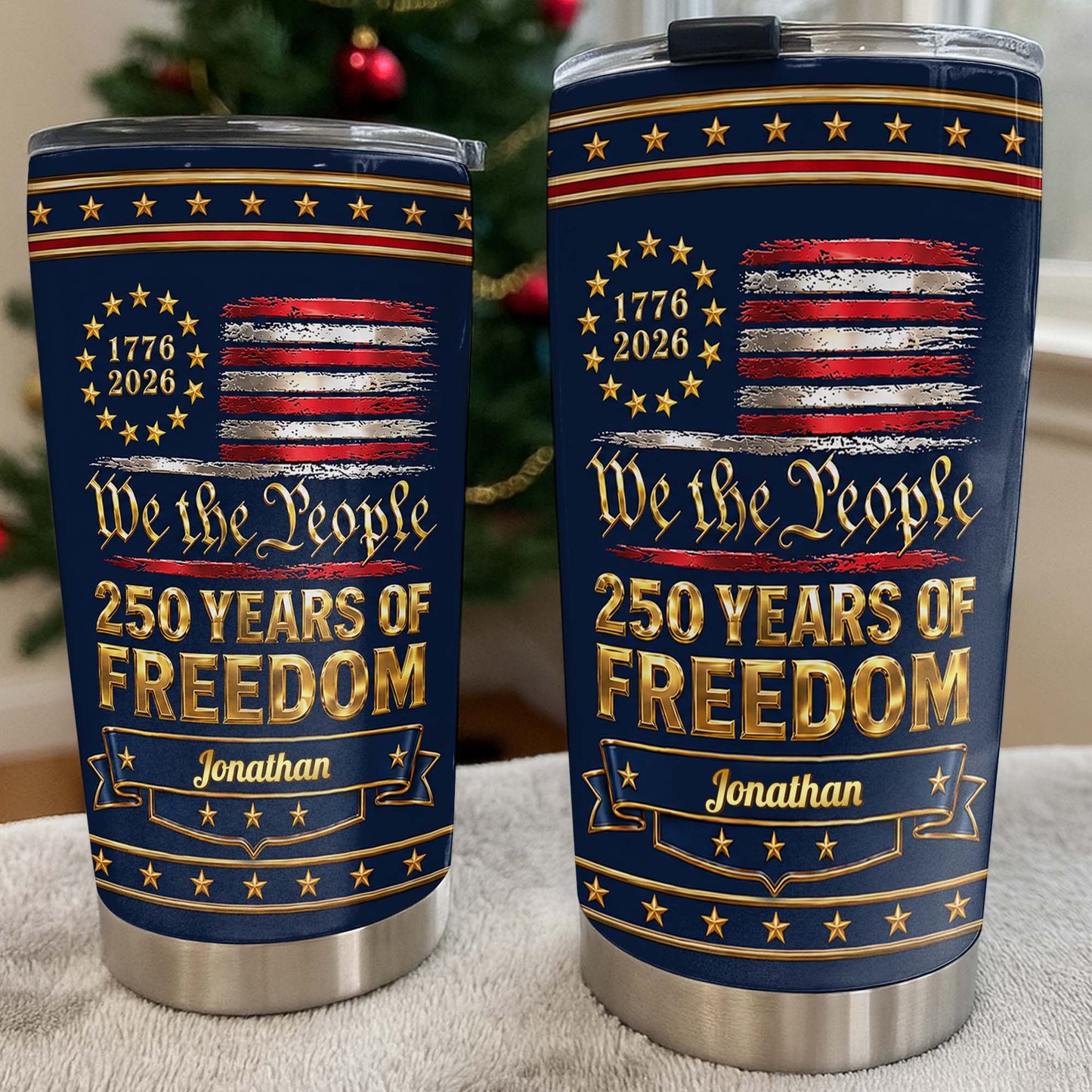 Patriotic American Flag Tumbler for Military / Veteran with personalized design details for meaningful gifting image 9