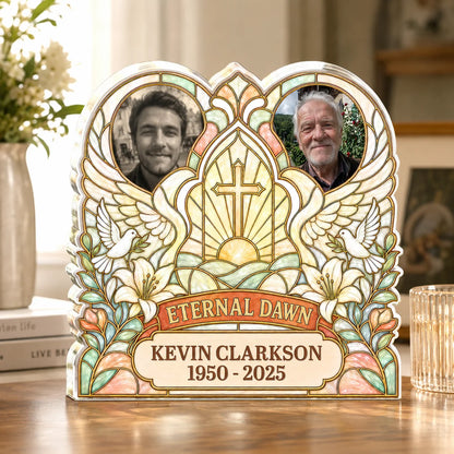 Eternal Dawn Custom Photo Memorial Acrylic Plaque - Personalized Bereavement Keepsake Gift for Family