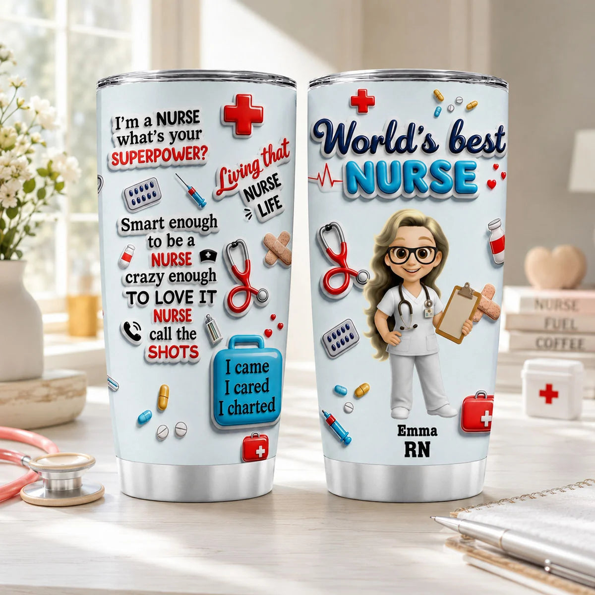 World's Best Nurse Personalized Nurse Tumbler - Custom RN Gift for Nurse Appreciation