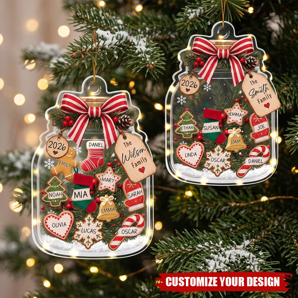 Christmas Cookie Jar Personalized Family Ornament - Custom Acrylic Holiday Keepsake