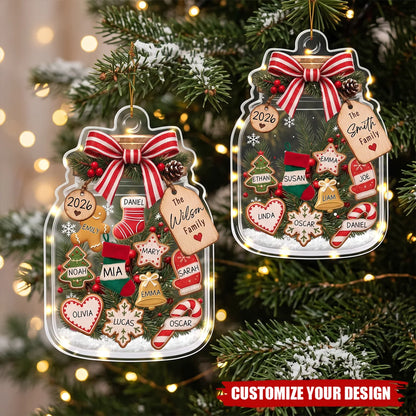 Christmas Cookie Jar Personalized Family Ornament - Custom Acrylic Holiday Keepsake