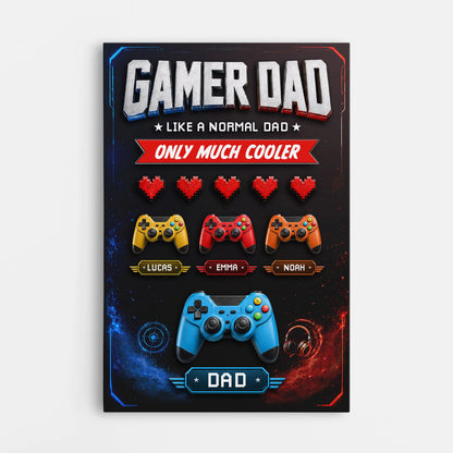Custom Gamer Dad Canvas for Dad with personalized design details for meaningful gifting